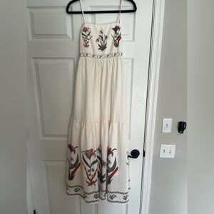 Commense Cream Maxi Dress with Floral Detail
